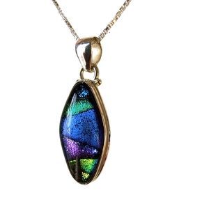 Art Glass Or Dichroic Glass Artisan Pendant Necklace